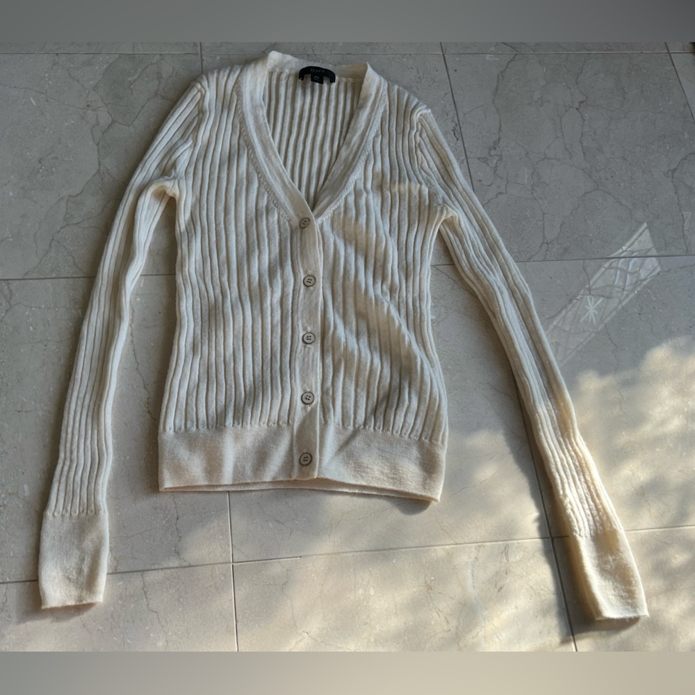 J crew cream merino wool knit cardigan size XS